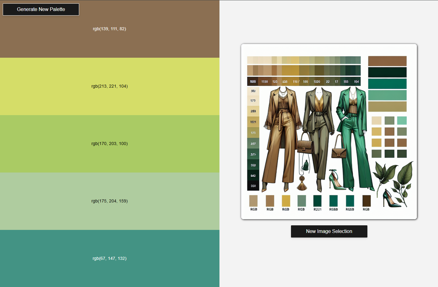 Screenshot of the ColorMind palette visualizer application