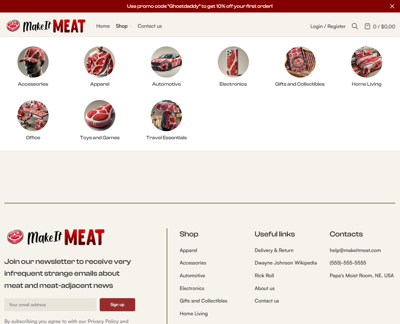 Screenshot of the Make It Meat website